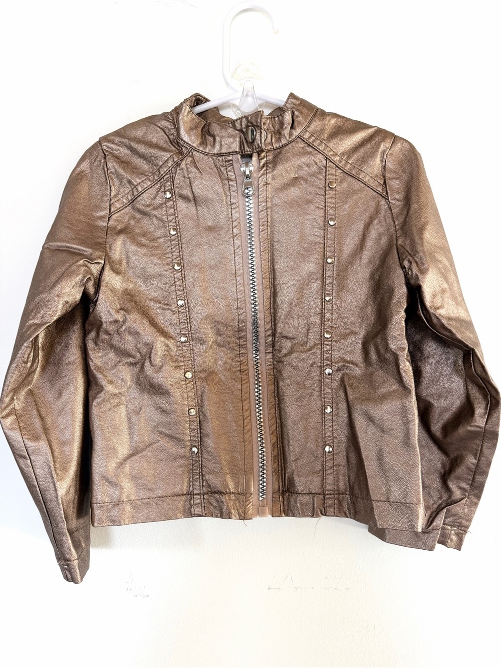 Metallic Bronze Girls Moto Jacket
